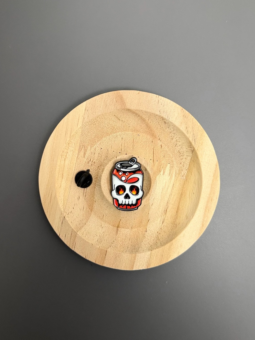 Skull Soda Can Enamel Pin Red White Flame Eyes Gothic Skeleton Lapel Pin